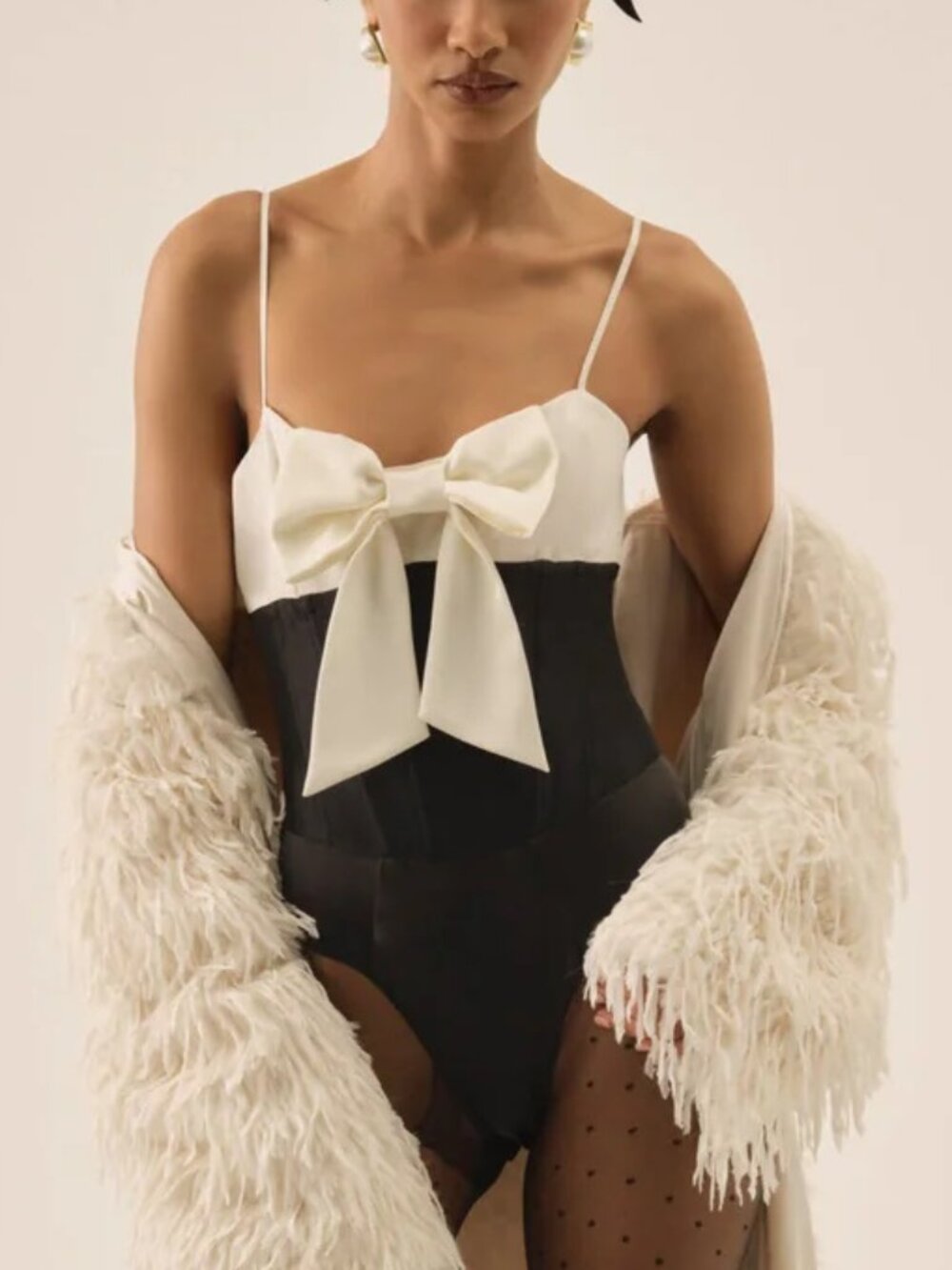NEW $189 FOR LOVE AND LEMONS EMALIE TAFFETA BODYSUIT IN BLACK SIZE S